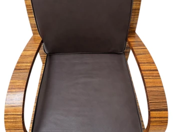 Two Art Deco Lounge Chairs with Leather Cushions France, 1930s